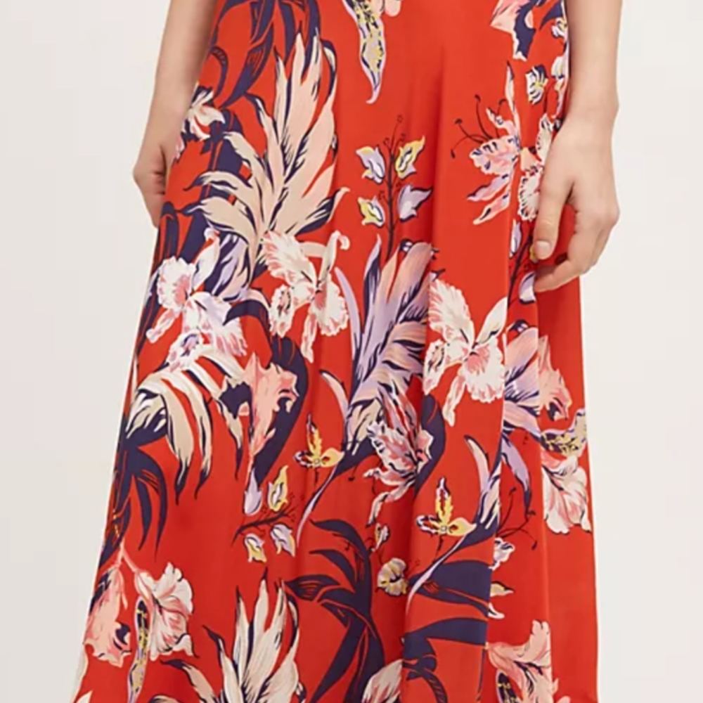 HD in Paris Vibrant Orange Floral Skirt